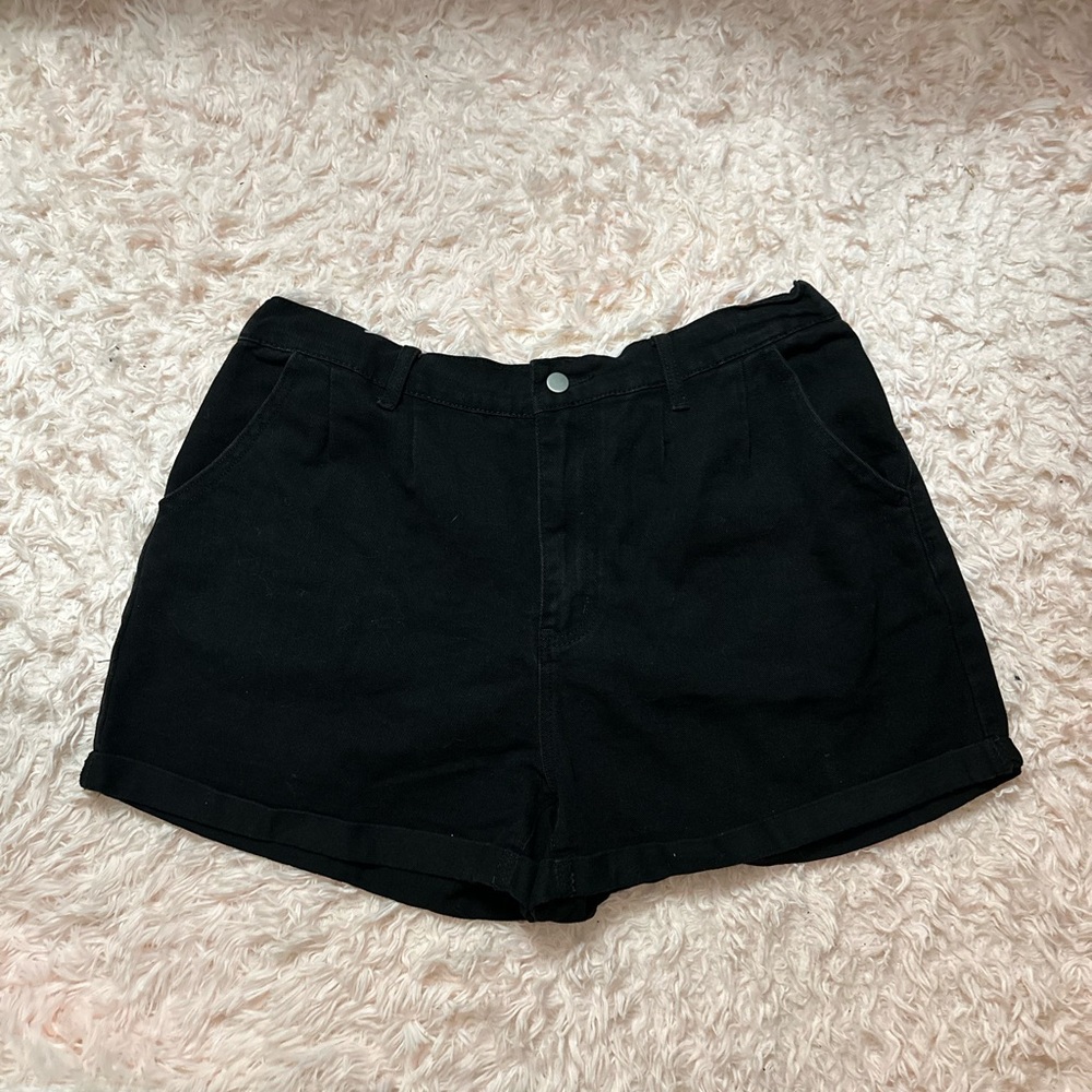 Shein Black Denim Elastic Waist Shorts